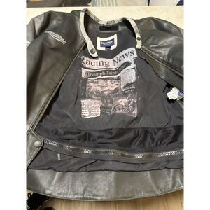 Men's Triumph Riders Jacket Single‎ 2L Leather Black Zip Biker Used from Japan